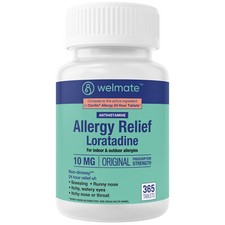 WELMATE Antihistamine Allergy Relief, Loratadine 10mg 24HR - 365 Count Exp 03/27