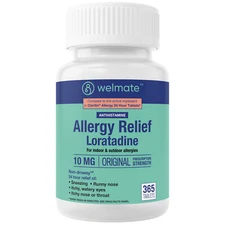 WELMATE Antihistamine Allergy Relief, Loratadine 10mg 24HR - 365 Count Exp 03/27