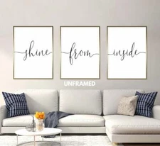 Shine from Inside, Set of 3 Prints, Minimalist Art, Home Wall Decor
