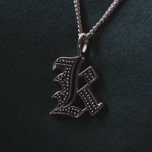K pendant necklace Biker gothic A-Z 