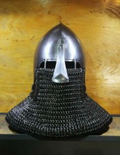 SCA HNB Steel Medieval Combat Bascinet Helmet W Aventail Buhurt Best Christmas