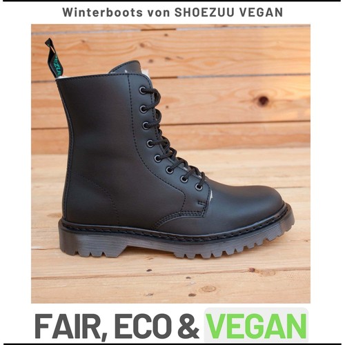 Winterboots vegan Shoezuu 8 Eye UK Boot schwarz Warmfutter - Bild 3 von 50