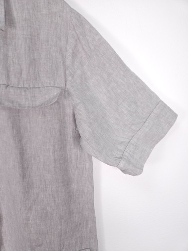 Hobbs Dress Size 10 Shirt Shift 100% Linen Grey Smart Casual Pockets Utility - Picture 7 of 11