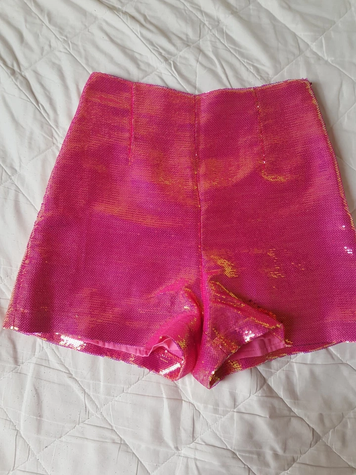Nadine merabi Shorts XS Pink Sequin Short XS Hot Pink.. Comes with Original Pack - Image 3 of 4