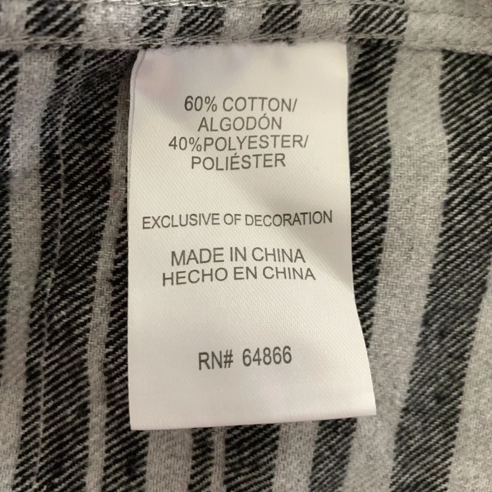 Camisa masculina de flanela Company 81 XL cinza preta listra horizontal botão para cima - Imagem 4 de 4