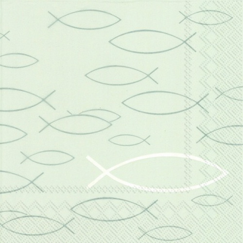 "20 Servietten Kommunion\"Peaceful Fish Grey*Konfirmation*Tisch-Deko*Fisch*Taufe"-image