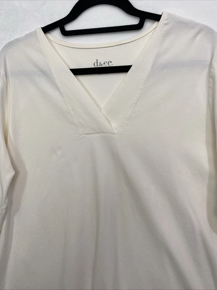 Denim & Co. Essentials Mujer Marfil Perfecto Jersey Cruzado Cuello en V Túnica GRANDE Foto 3 de 4