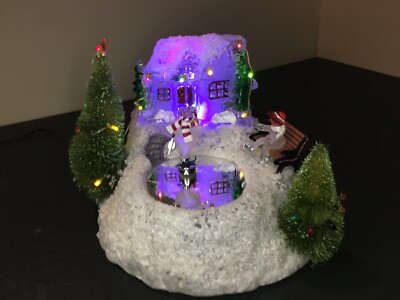 **Vintage JC PENNEY ACRYLIC SKATING SNOWMAN LIGHTED ANIMATED MUSICAL XMAS~VIDEO