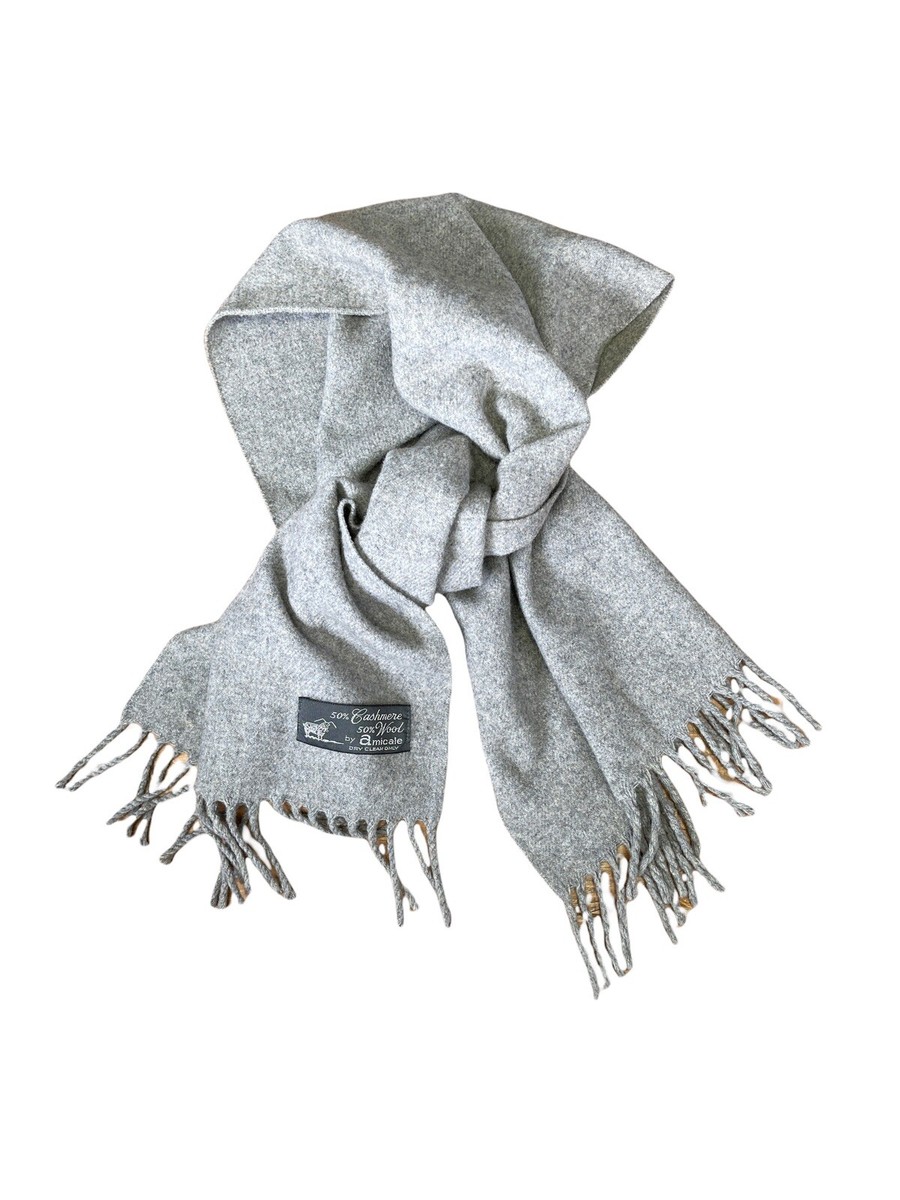 AMICALE 50% Cashmere 50% Wool Gray Neck Scarf | eBay