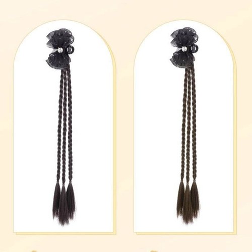 1/2Pcs Twisted Braid Wig Hair Clip Gypsophila Long Pony Tail Hair Accessories - Picture 3 of 18