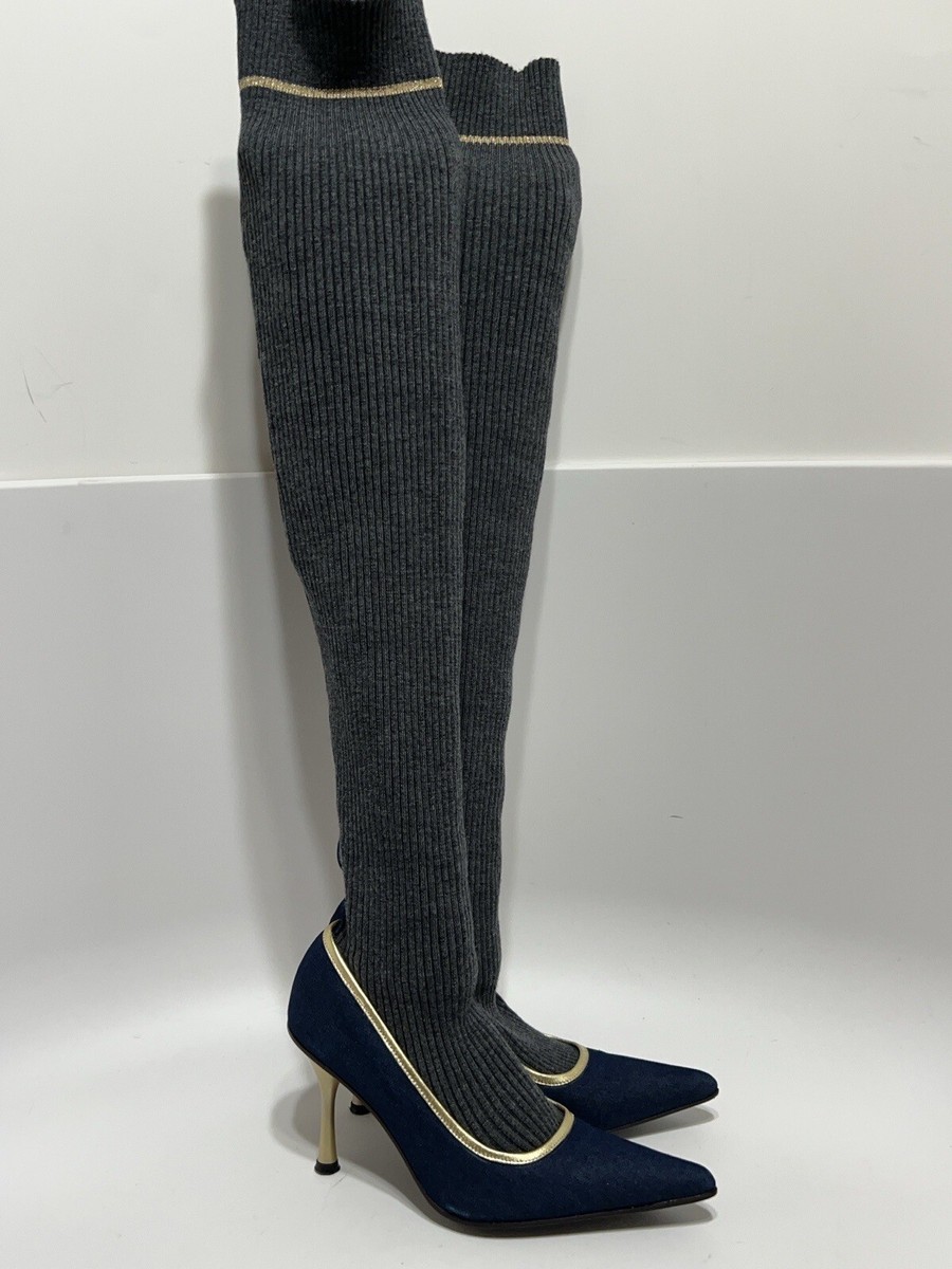 Vtg DOLCE & GABBANA D&G DENIM PUMP SOCK BOOTS 35.5 | eBay