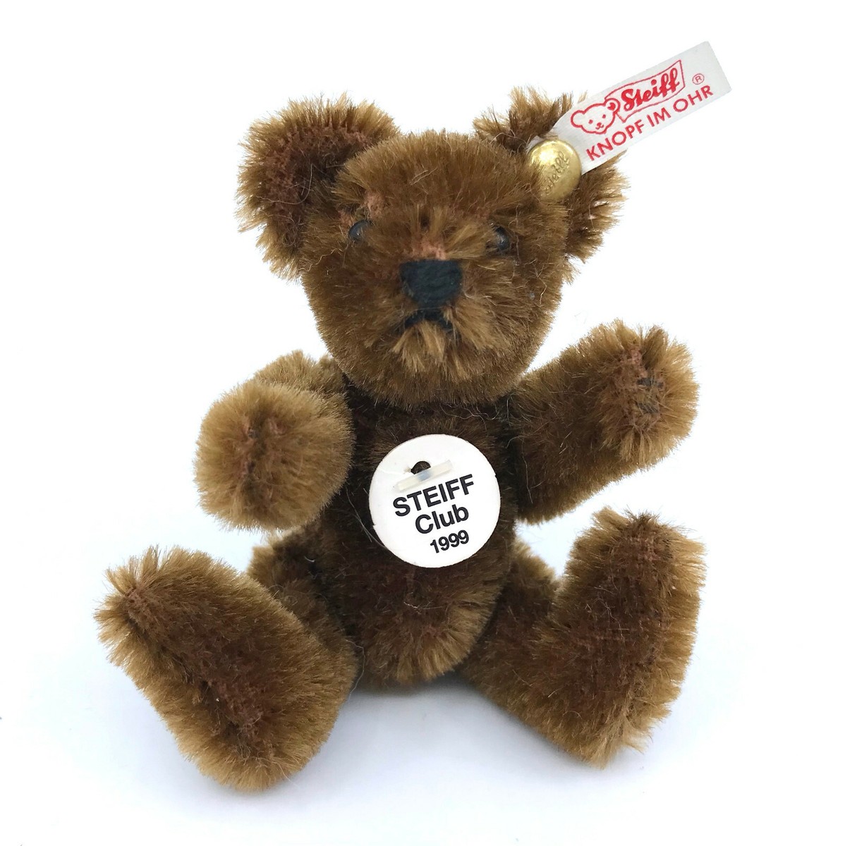 Steiff Club 1999 Teddy Bear Brown Mohair Plush 7cm Loyalty Gift
