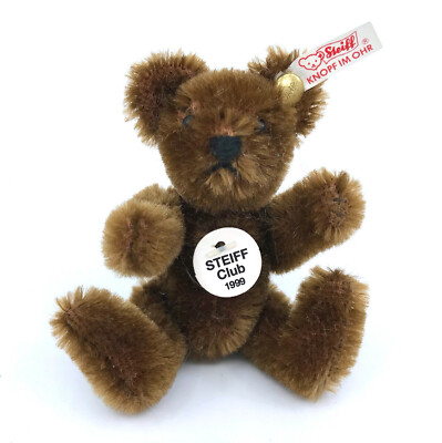 Steiff Club 1999 Teddy Bear Brown Mohair Plush 7cm Loyalty Gift