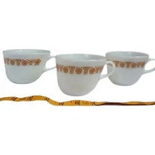 3 Rare Vintage Pyrex Butterfly Gold Tea Cups Coffee Cups 