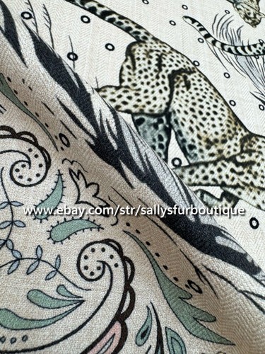 Sallys 70% Cashmere & 30% Silk Leopard Print Double Face Neck Collar Scarf 26" - Picture 11 of 30