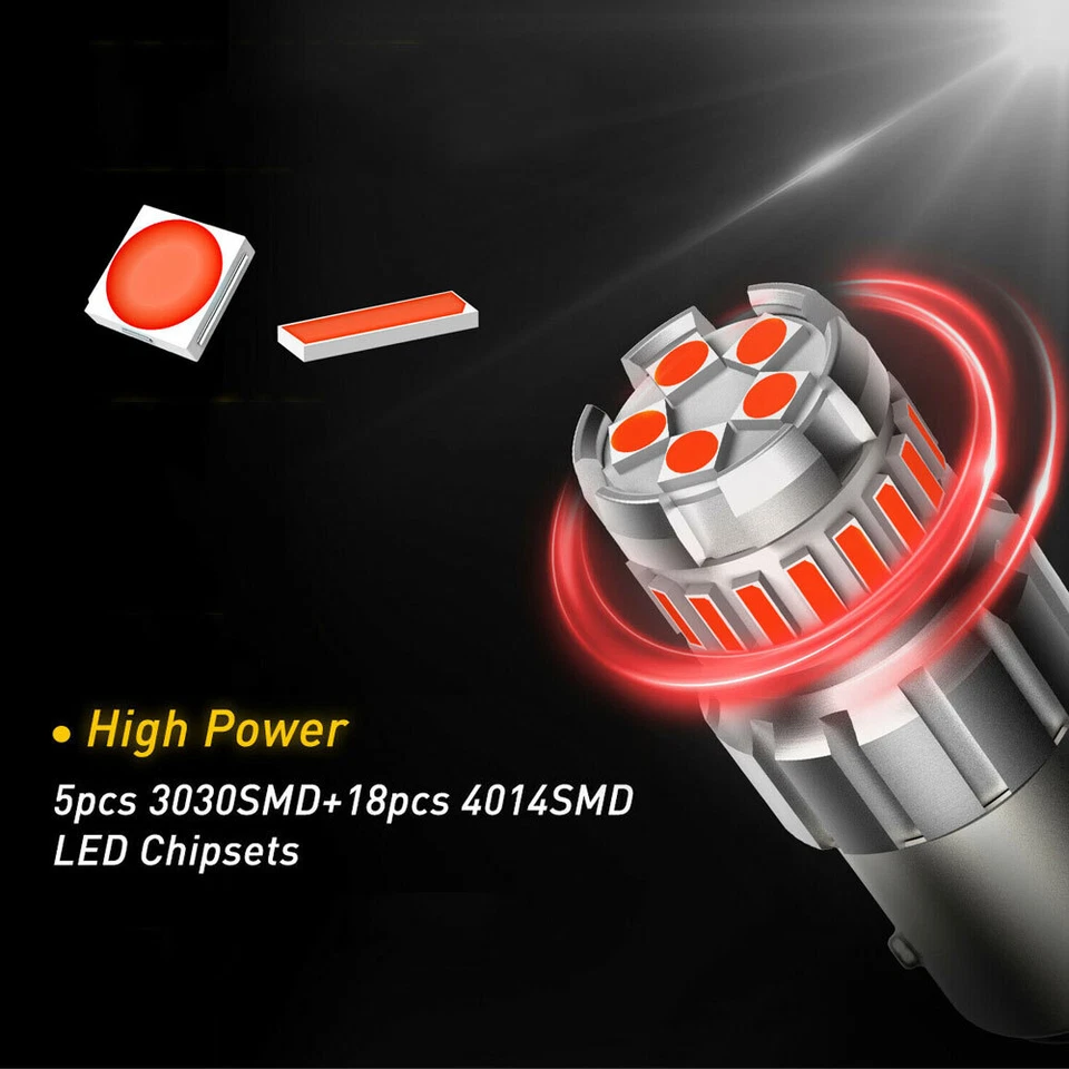 2x 1157 LED Bulbs Red Tail Stop Brake Turn Signal Lights 2057 2357 7528 BAY15D — 第 3/4 张图片