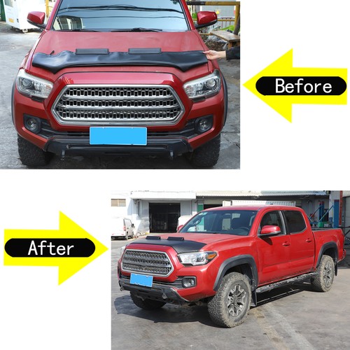 Front PU Leather Hood Cover Protector Bra Trim Cover For Toyota Tacoma 2016-23 - Picture 3 of 22