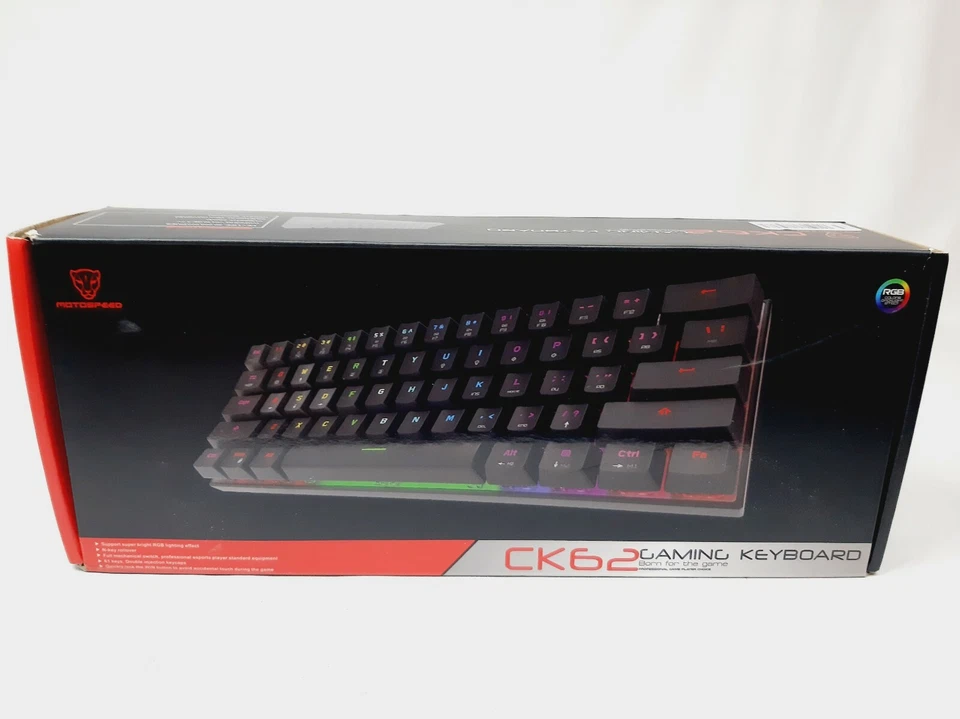 Mototspeed CK62 RGB Gaming Keyboard White with Red Switches - Image 3 of 4