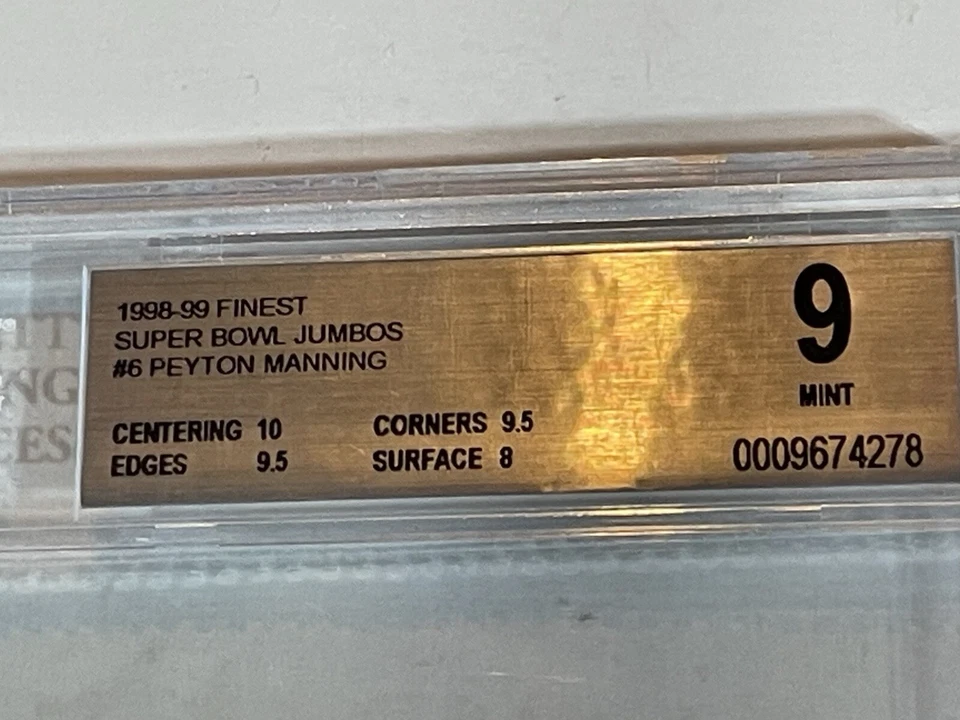 1998 Peyton Manning дебютант лучший Super Bowl Jumbo #6 BGS 9/10 поп 5 не выше - Изображение 2 из 4