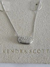 NEW Kendra Scott 14k White Gold 'Lisa' Pave Necklace
