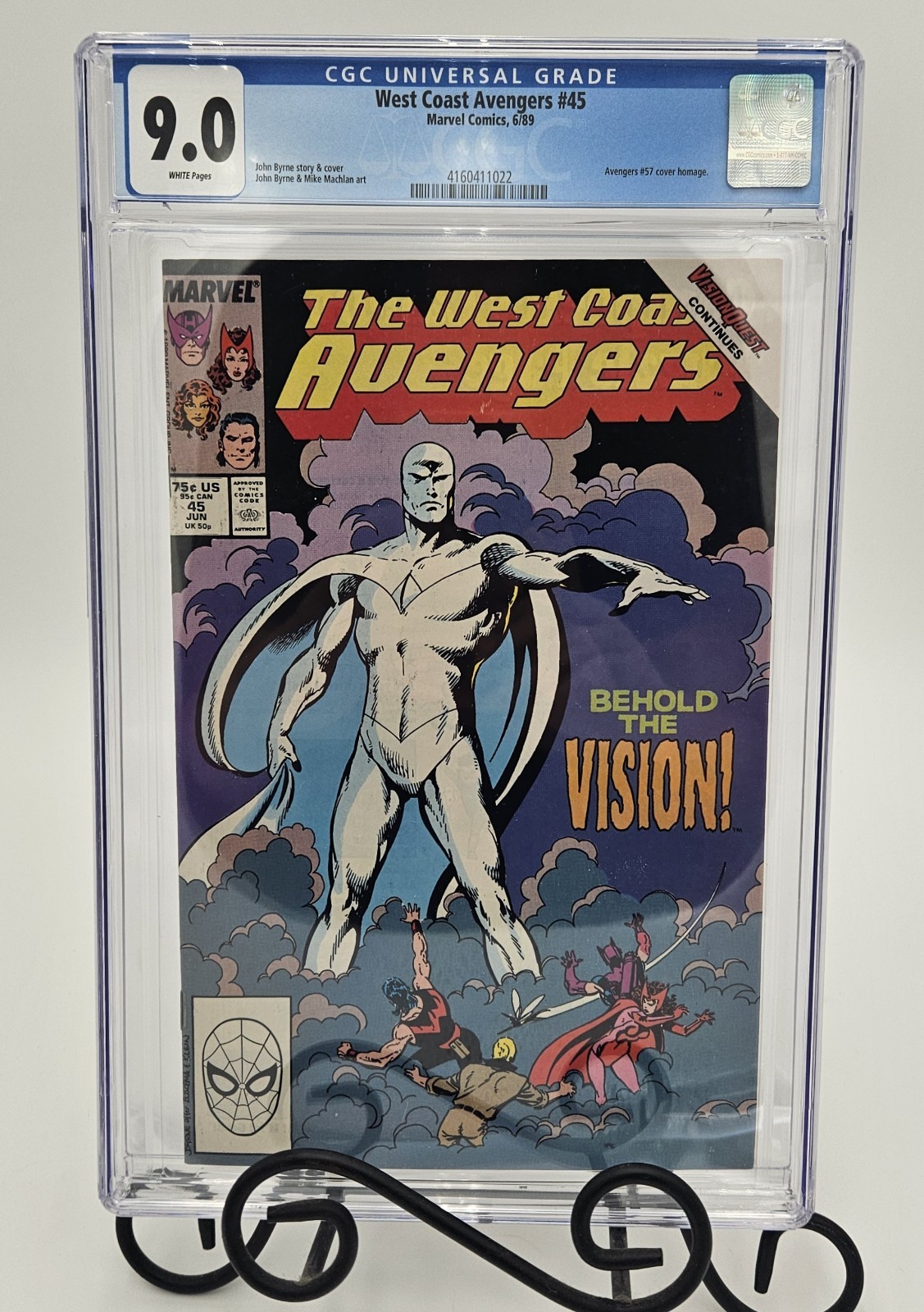 West Coast Avengers #45 CGC 9.0 VF/NM 1st App. White Vision Wandavision Homage