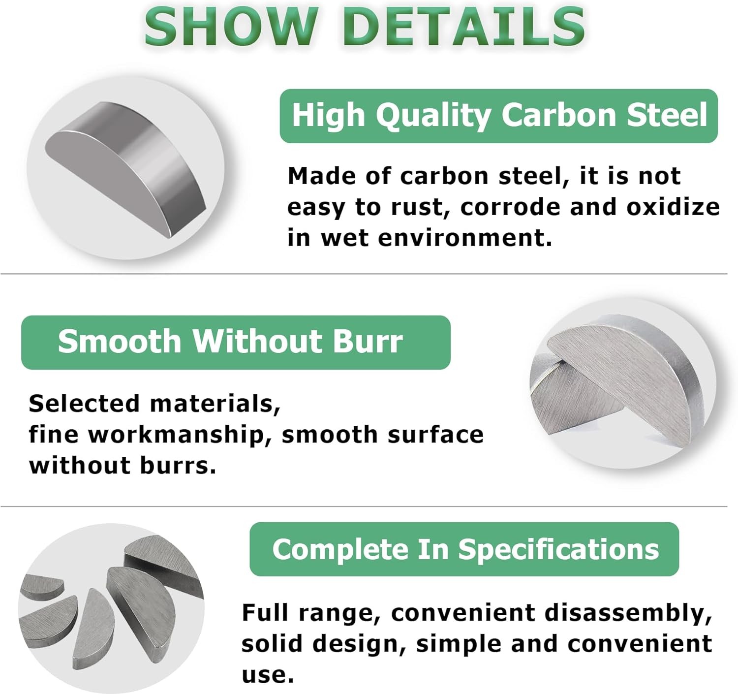 110PCS Metric Woodruff Key Assortment Kit, 15 Sizes Key-110pcs 