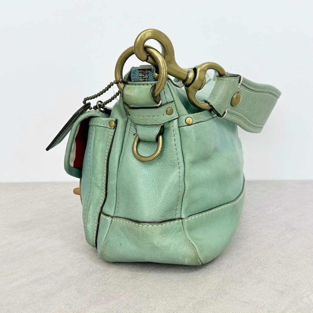 COACH Legacy 65th Turn Lock Shoulder Bag Mint Green Leather