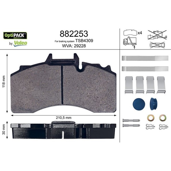 Valeo 882253 Bremsbelagsatz-image