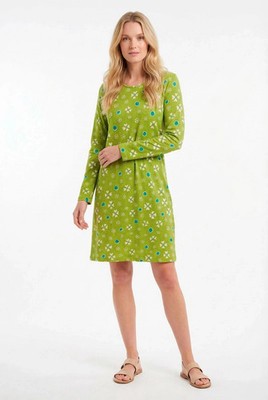 Gudrun Sjoden Kleid Jersey Iris Tunika Grün Blumen Bio Baumwolle Gr.XL Neu mi...