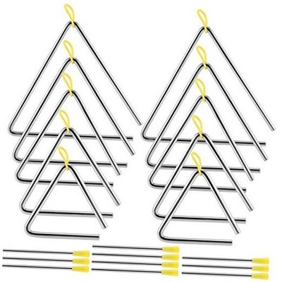 10 Pack Triangle Instrument, 4, 5, 6, 7, 8 inch Musical Triangle Percussion