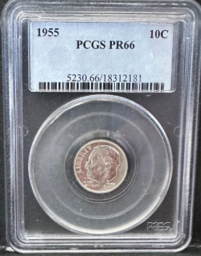 1955 Proof Roosevelt SILVER Dime PCGS PF66
