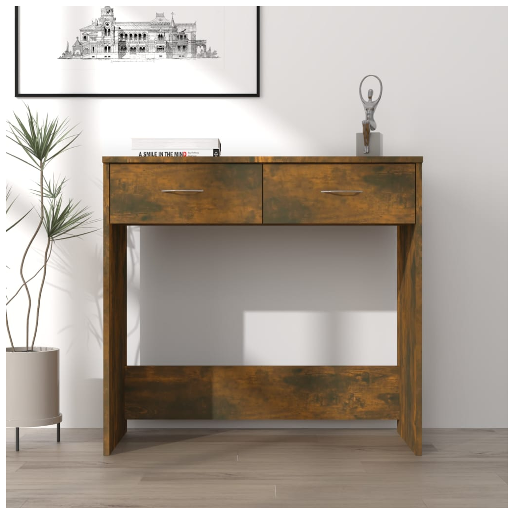 Desk Smoked Oak 80x40x75cm Engineered Wood Modern Compact Writing Desk Drawer!