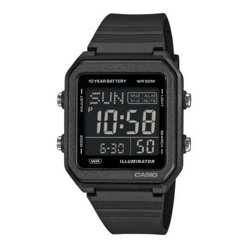 Casio W-221H-1B Unisex Black Digital Watch World Time 10YR Battery 50M WR