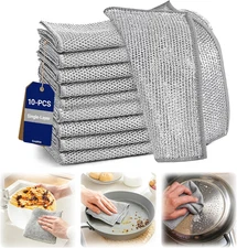 Non-Scratch Wire Dish Cloth, 10PCS Single Layer Multipurpose Wire Dishwashing Ra