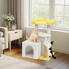 Portable 27.5" Indoor Cat Tree Tower with Scratching Post, Cozy Condo, Toy Balls