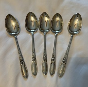 Vintage Mid Century Stainless Steel Flatware Community White Orchid 5Tablespoons