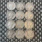 Lot Of 12 US Mercury Silver Dimes  (1940 - 1945)