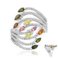 Multicolor Turmalin Sterling Silber Ring
