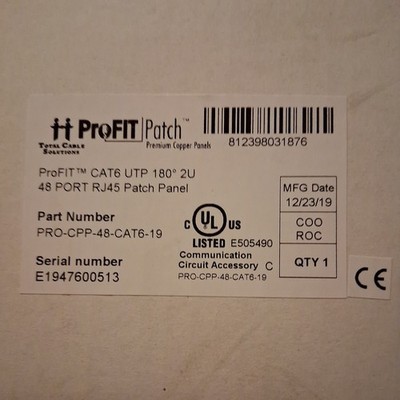48 Port Patch Panel Cat6 2U Rack & Wall Mount Ethernet UTP180 Patch Panel