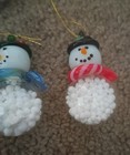 Vintage Set Of 10 Miniature Blown Glass Snowman Snowglobe Ornaments — photo 2