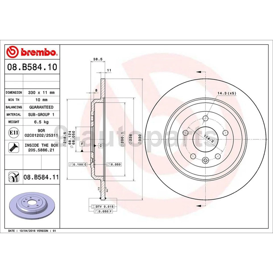 Оригинальные передние задние дисковые тормоза Brembo для Ford Explorer 2011-2018 годов выпуска - Изображение 4 из 4
