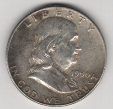 1950 D FRANKLIN HALF DOLLAR 90% SILVER DENVER MINT .50¢ UNITED STATES OF AMERICA