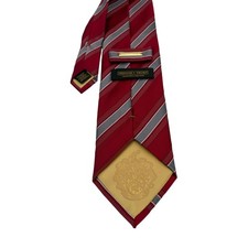 Donald J Trump Signature Collection Tie Red Silver Striped 100% Silk (TC11)