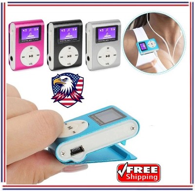 Clip On Mini MP3 Music Player With Digital LCD Screen Support 32G Micro SD - USA