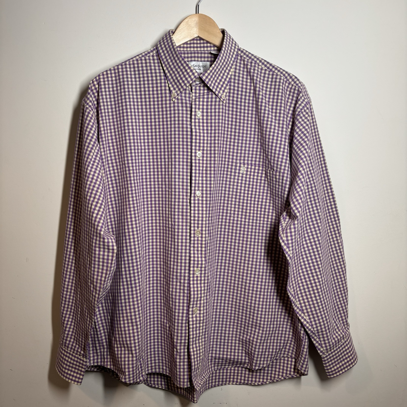 Camicia uomo manica lunga Yves Saint Laurent YSL con bottoni taglia 17 5 44