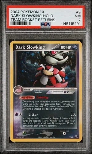 2004 POKEMON EX TEAM ROCKET RETURNS #9 DARK SLOWKING-HOLO PSA 7