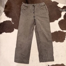 Vintage 1940s French Workwear Herringbone Pants - Button Fly Thrashed Distressed
