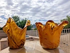 Murano Art Glass Bowls or Vases- Made in Italy- Set of two