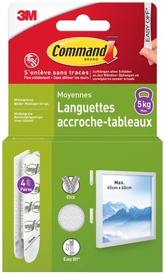 3M Command Bilder-Montagestreifen Strips Größe: M weiß 4 Sets à 2 Streifen