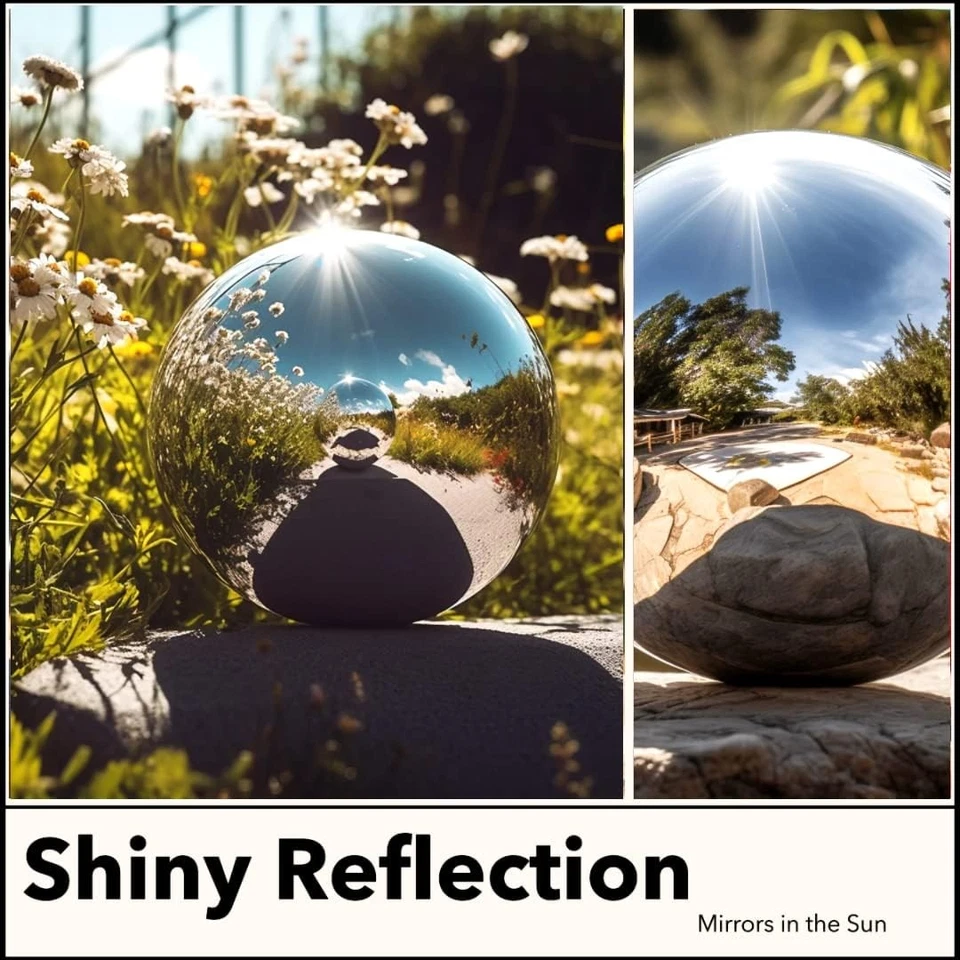 Globo de observación de acero inoxidable de 12 pulgadas, bola hueca superficie espejada brillo pulido Foto 4 de 4